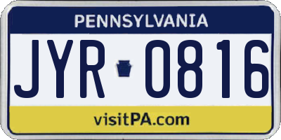 PA license plate JYR0816