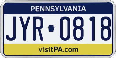 PA license plate JYR0818