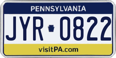 PA license plate JYR0822
