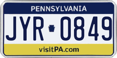 PA license plate JYR0849