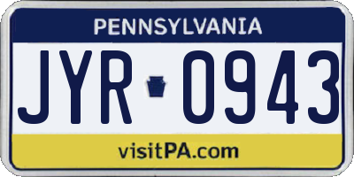 PA license plate JYR0943