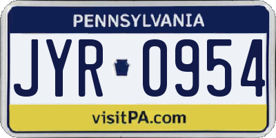 PA license plate JYR0954