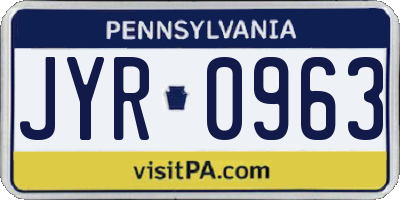 PA license plate JYR0963