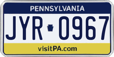 PA license plate JYR0967