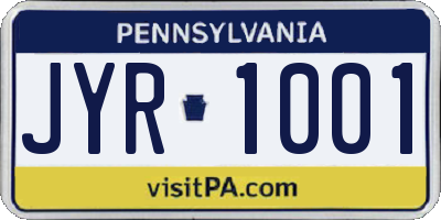 PA license plate JYR1001