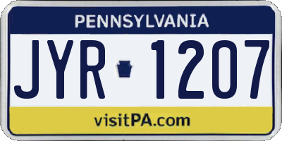 PA license plate JYR1207