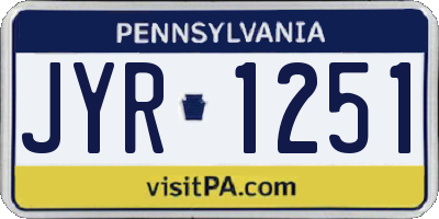 PA license plate JYR1251