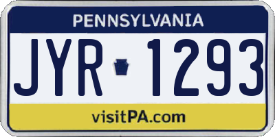 PA license plate JYR1293