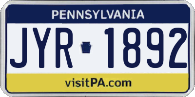 PA license plate JYR1892