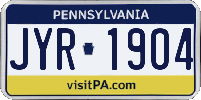 PA license plate JYR1904