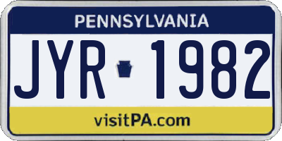 PA license plate JYR1982