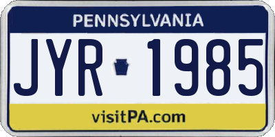 PA license plate JYR1985