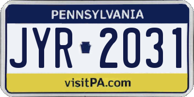 PA license plate JYR2031