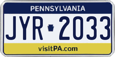 PA license plate JYR2033