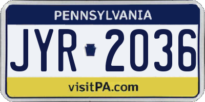 PA license plate JYR2036