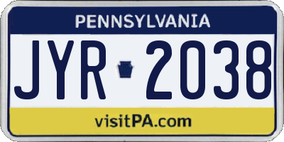 PA license plate JYR2038