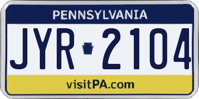 PA license plate JYR2104