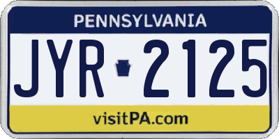 PA license plate JYR2125
