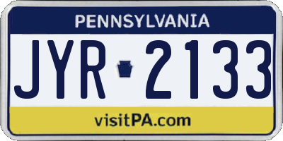 PA license plate JYR2133