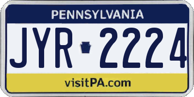 PA license plate JYR2224