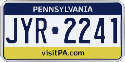 PA license plate JYR2241