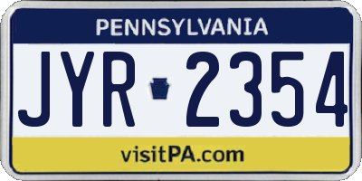 PA license plate JYR2354