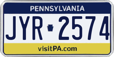 PA license plate JYR2574