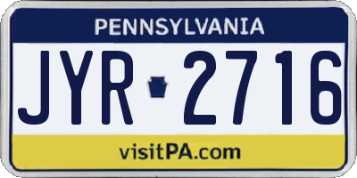 PA license plate JYR2716