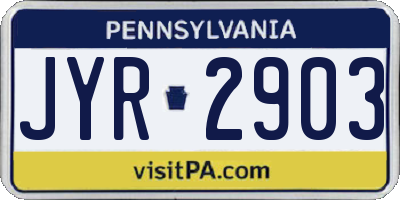PA license plate JYR2903