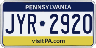 PA license plate JYR2920