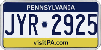 PA license plate JYR2925