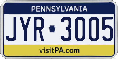 PA license plate JYR3005
