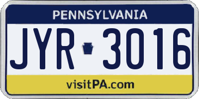 PA license plate JYR3016