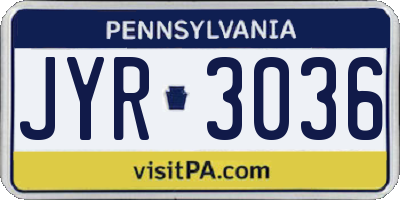 PA license plate JYR3036