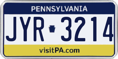 PA license plate JYR3214