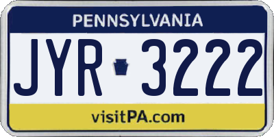 PA license plate JYR3222