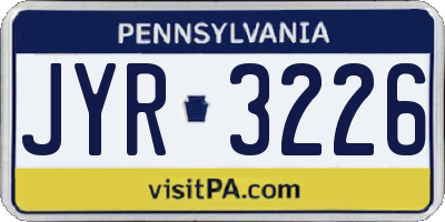 PA license plate JYR3226