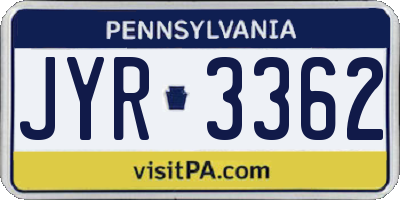 PA license plate JYR3362