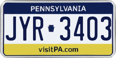 PA license plate JYR3403