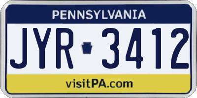 PA license plate JYR3412