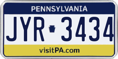 PA license plate JYR3434