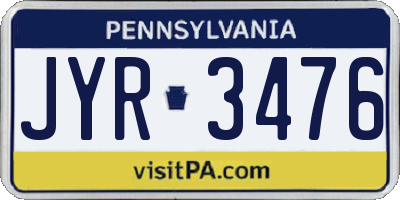 PA license plate JYR3476