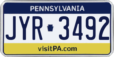 PA license plate JYR3492