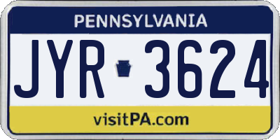 PA license plate JYR3624