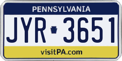 PA license plate JYR3651