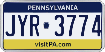 PA license plate JYR3774