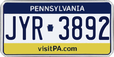 PA license plate JYR3892