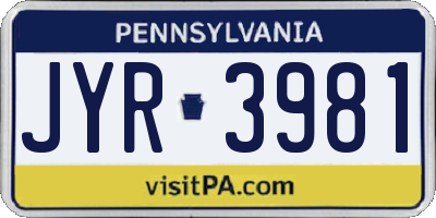 PA license plate JYR3981