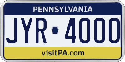 PA license plate JYR4000