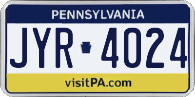 PA license plate JYR4024
